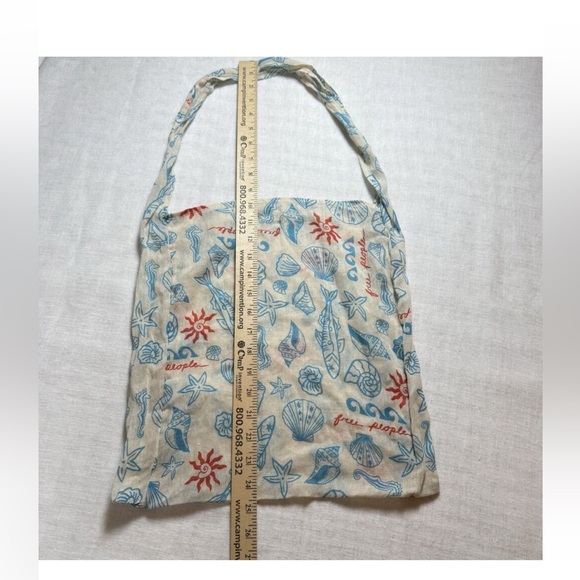 Free People reusable linen shopping tote bag, boho coastal vibes, used - Picture 3 of 4